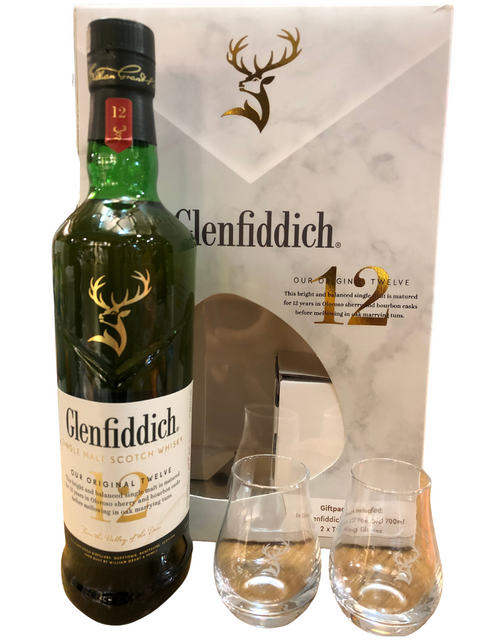 格蘭菲迪 - 12 年單一麥芽蘇格蘭威士忌（700 毫升）禮盒裝，帶品酒杯